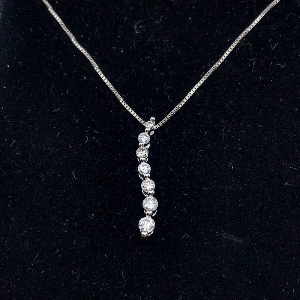 ❌SOLD❌ 14k White Gold Diamond Journey Necklace - Picture 2 of 5